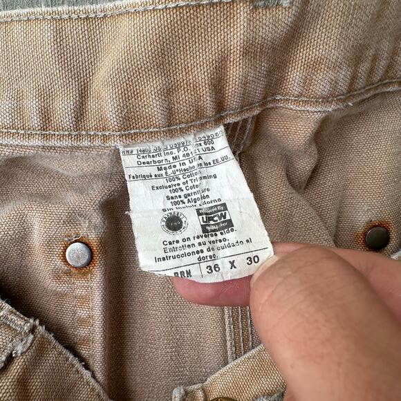 Vintage Y2K Carhartt brown double knee work wear carpenter pants - Picture 4 of 7